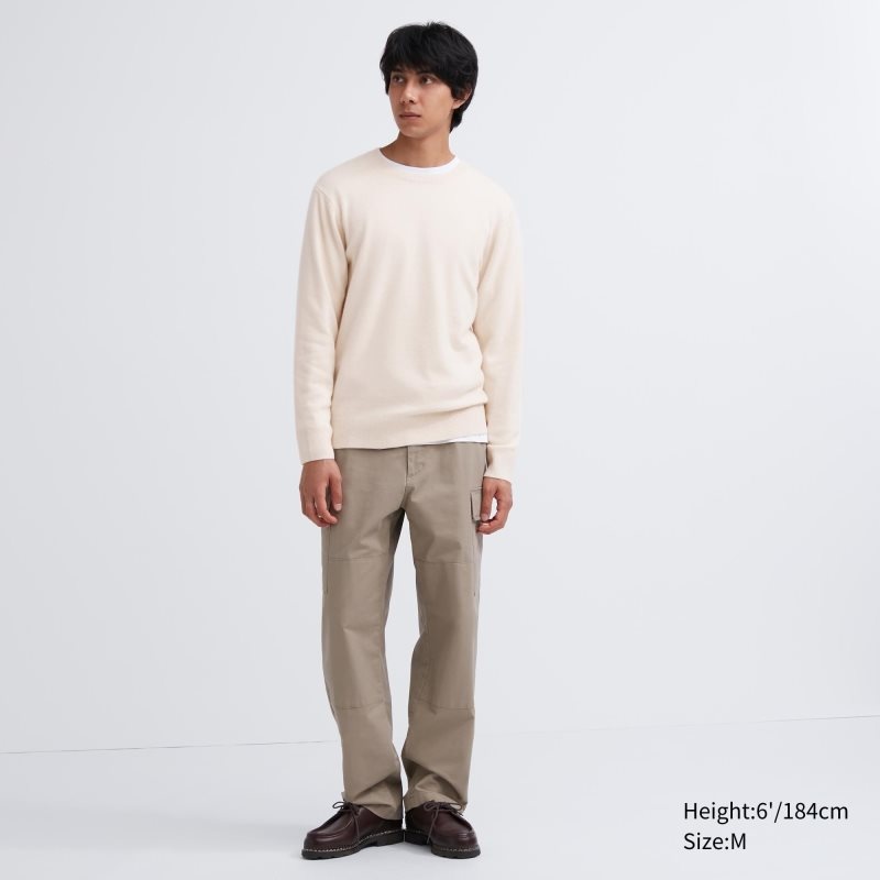 Chandails Uniqlo Cashmere Crew Neck Long-sleeve Homme Beige | 9759925