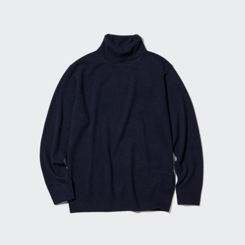 Chandails Uniqlo Cashmere Turtleneck Long-sleeve Femme Bleu Marine | 1286979