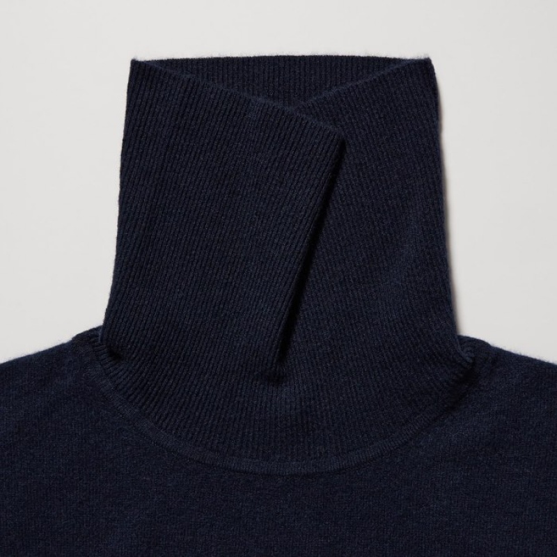 Chandails Uniqlo Cashmere Turtleneck Long-sleeve Femme Bleu Marine | 1286979