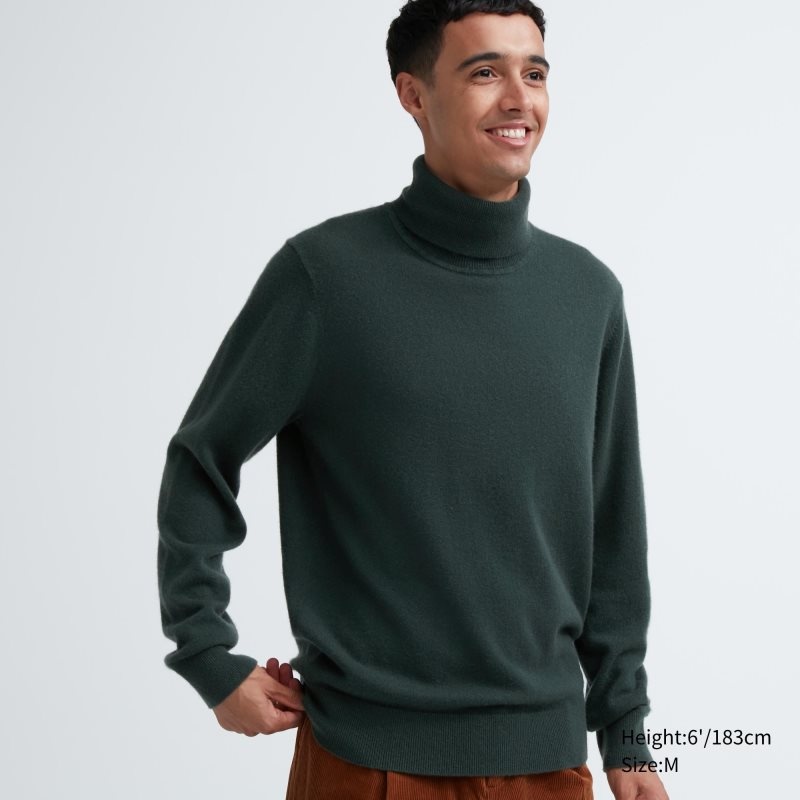Chandails Uniqlo Cashmere Turtleneck Long-sleeve Homme Vert Olive | 4961672