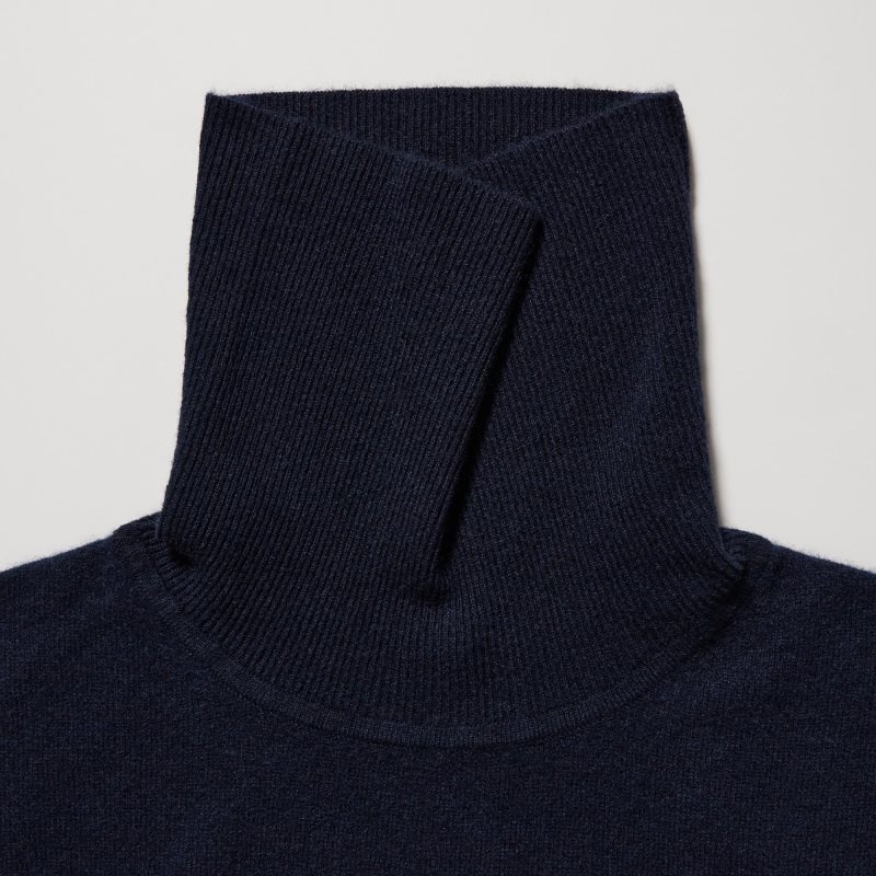 Chandails Uniqlo Cashmere Turtleneck Long-sleeve Homme Bleu Marine | 4323820