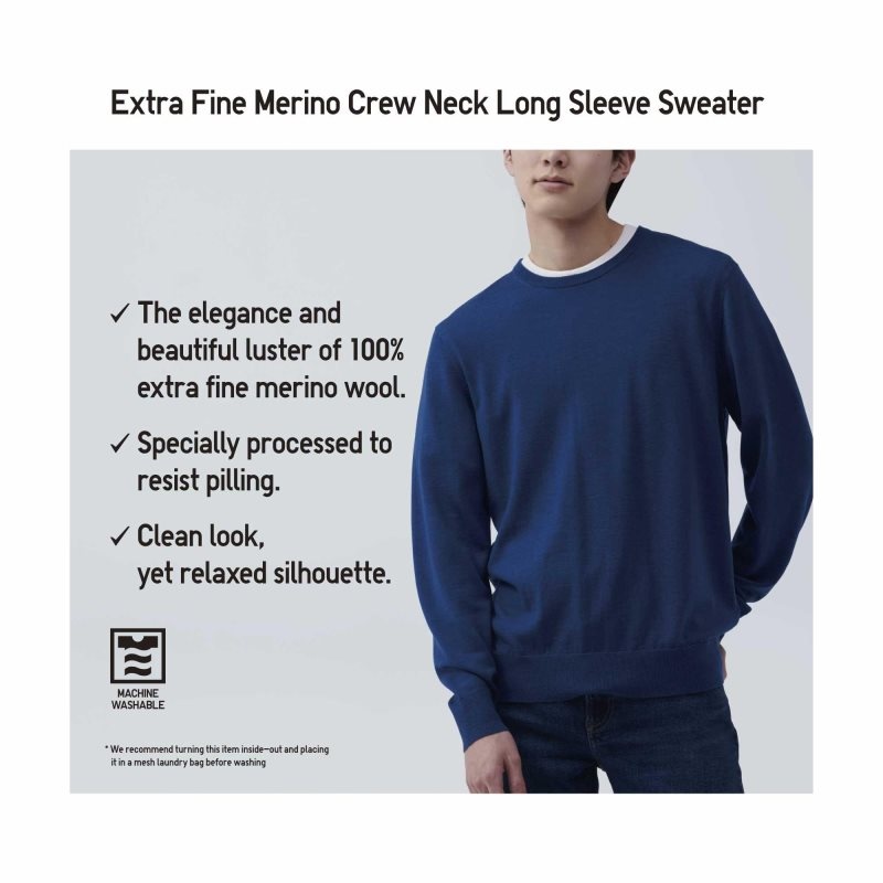 Chandails Uniqlo Extra Fine Merino Crew Neck Homme Vert Olive | 8050527