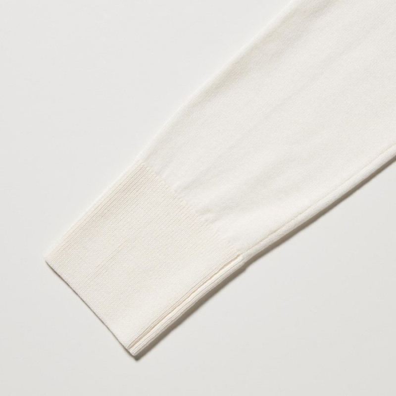 Chandails Uniqlo Extra Fine Merino Crew Neck Long-Sleeve Femme Blanche | 3375569