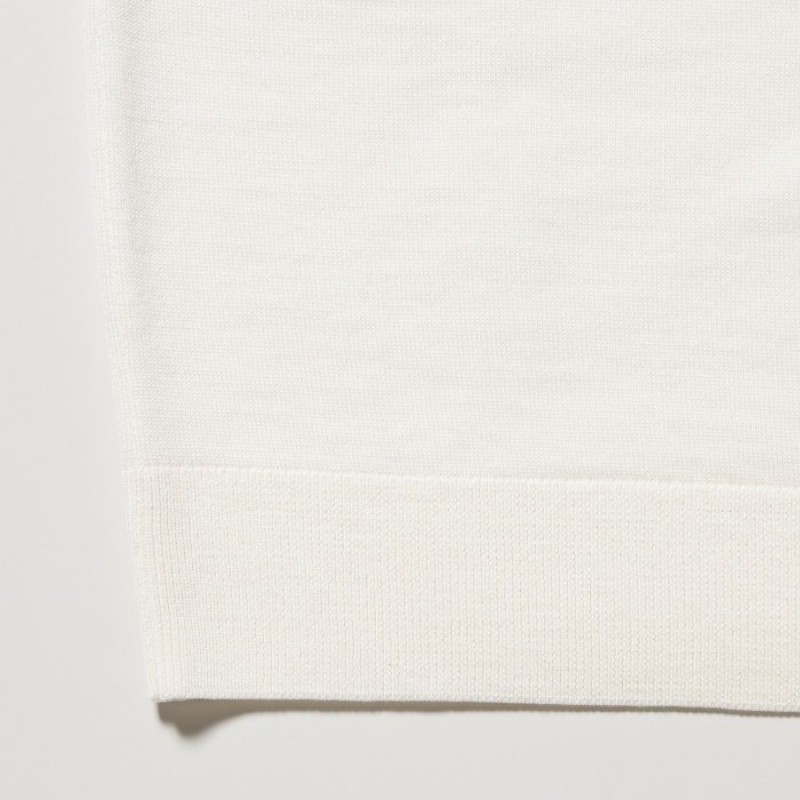 Chandails Uniqlo Extra Fine Merino Crew Neck Long-Sleeve Femme Blanche | 3375569