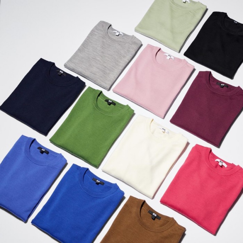 Chandails Uniqlo Extra Fine Merino Crew Neck Long-Sleeve Femme Rouge | 648741
