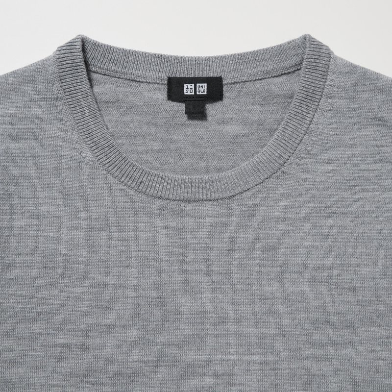 Chandails Uniqlo Extra Fine Merino Crew Neck Homme Grise | 6601740