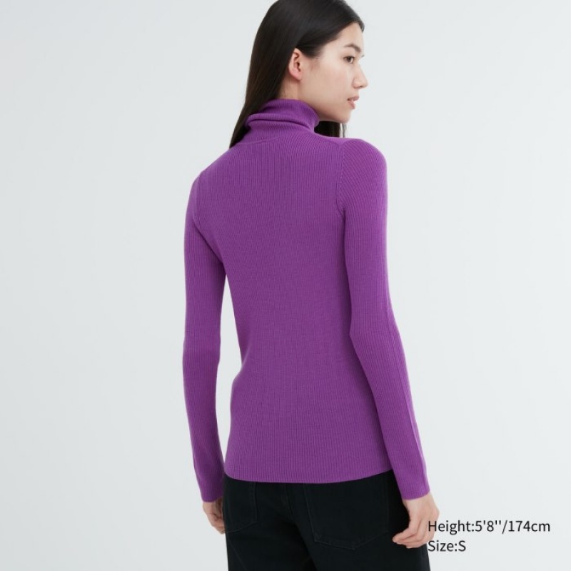 Chandails Uniqlo Extra Fine Merino Ribbed Turtleneck Long-Sleeve Femme Rouge | 9834648