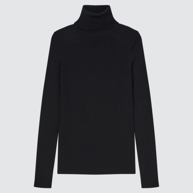 Chandails Uniqlo Extra Fine Merino Ribbed Turtleneck Long-Sleeve Femme Noir | 6548833