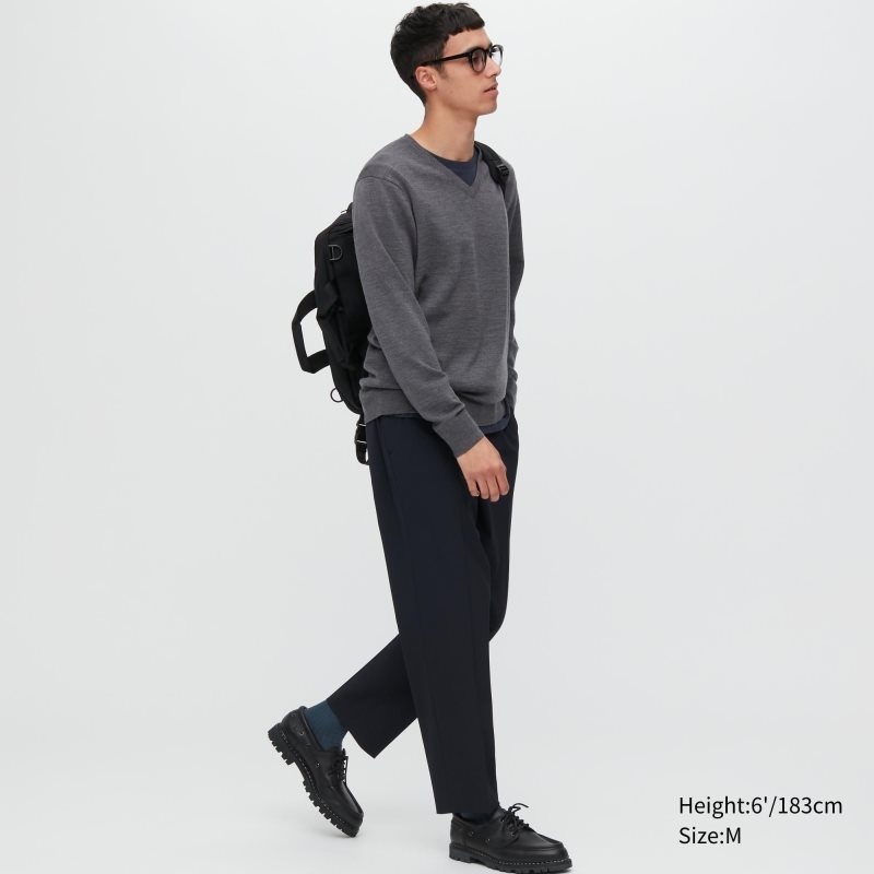 Chandails Uniqlo Extra Fine Merino V-neck Homme Grise | 7032237