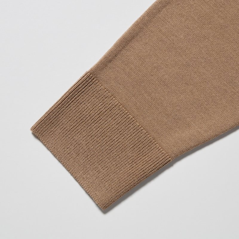 Chandails Uniqlo Extra Fine Merino V-neck Homme Beige | 1637263