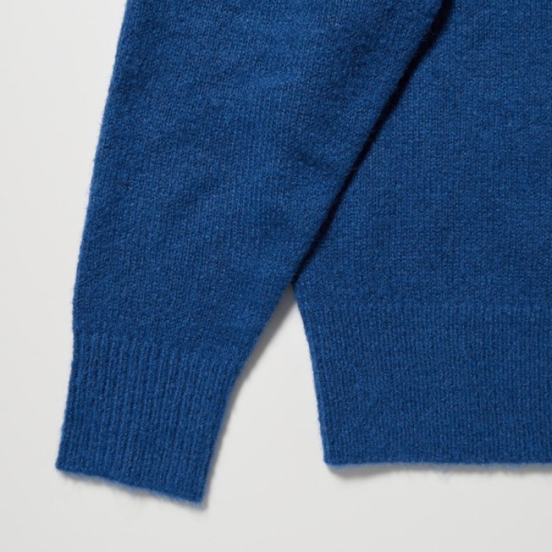 Chandails Uniqlo Jacquard Crew Neck Long-Sleeve Femme Bleu | 6532986