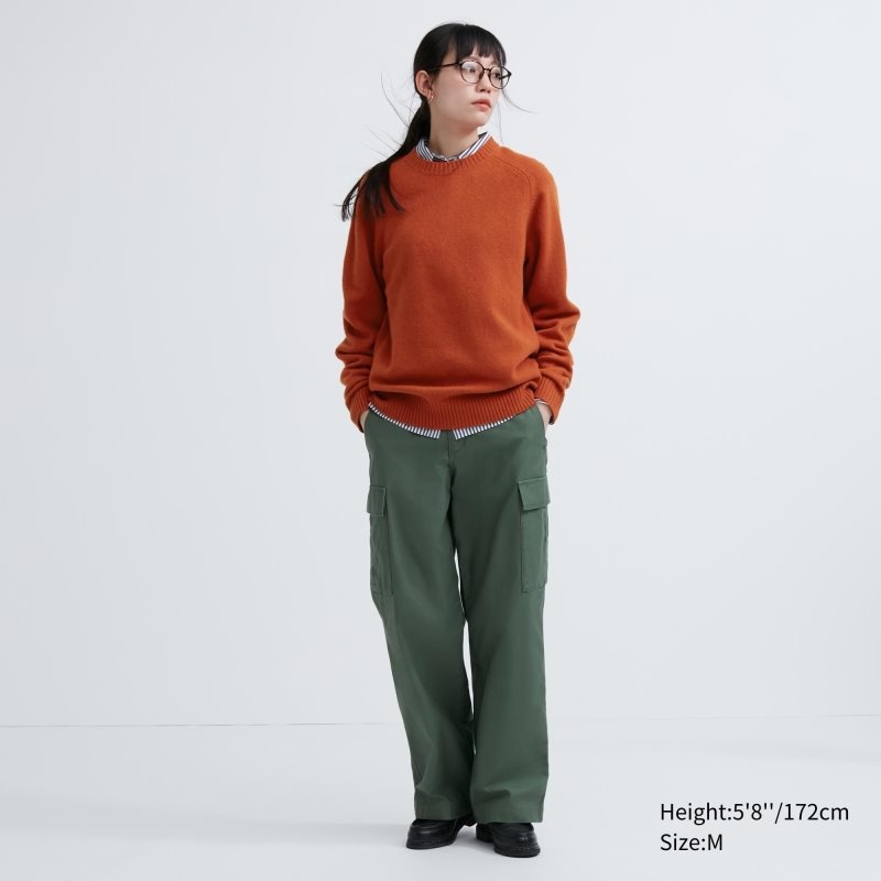 Chandails Uniqlo Premium Lambswool Crew Neck Long Sleeve Homme Orange | 69383