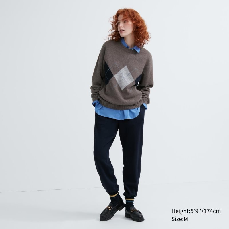 Chandails Uniqlo Premium Lambswool Crew Neck Long-sleeve Homme Marron | 2968701