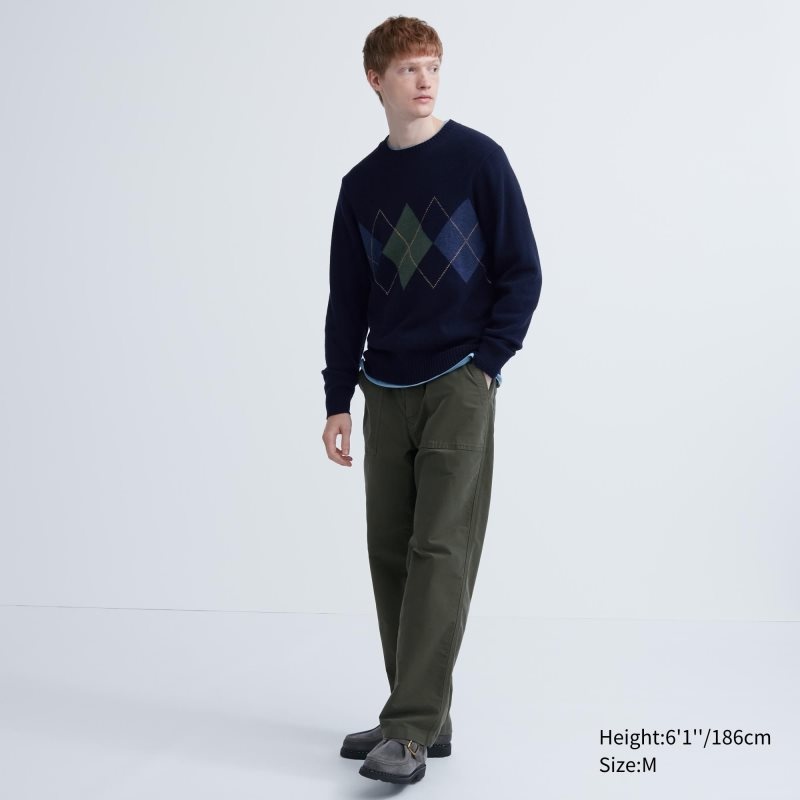 Chandails Uniqlo Premium Lambswool Crew Neck Long-sleeve Homme Marron | 2968701