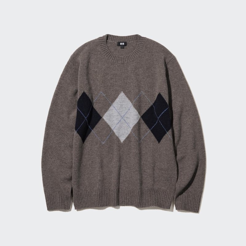 Chandails Uniqlo Premium Lambswool Crew Neck Long-sleeve Homme Marron | 2968701