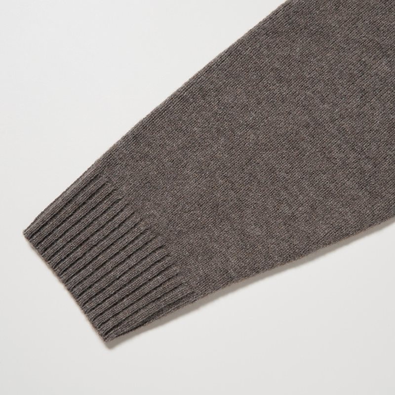 Chandails Uniqlo Premium Lambswool Crew Neck Long-sleeve Homme Marron | 2968701