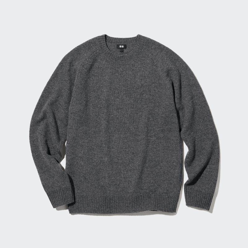 Chandails Uniqlo Premium Lambswool Crew Neck Long Sleeve Homme Grise | 8742869