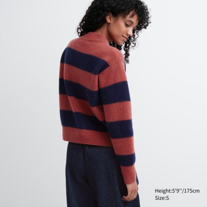 Chandails Uniqlo Premium Lambswool Long-Sleeve Femme Rouge | 182799
