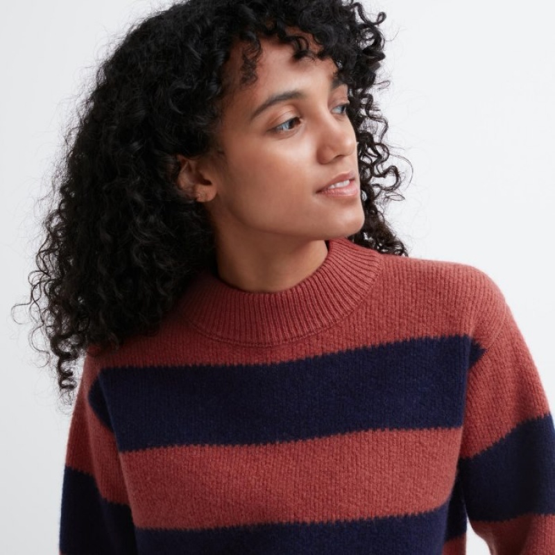 Chandails Uniqlo Premium Lambswool Long-Sleeve Femme Rouge | 182799