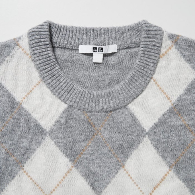 Chandails Uniqlo Premium Lambswool Long-Sleeve Crew Neck Femme Grise | 8258195