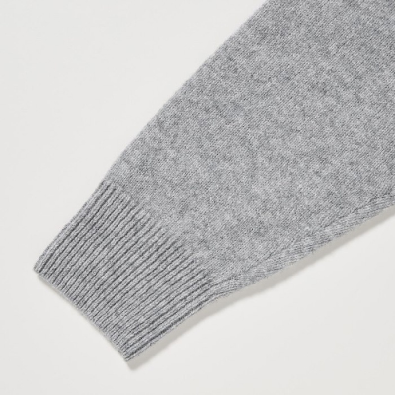 Chandails Uniqlo Premium Lambswool Long-Sleeve Crew Neck Femme Grise | 8258195