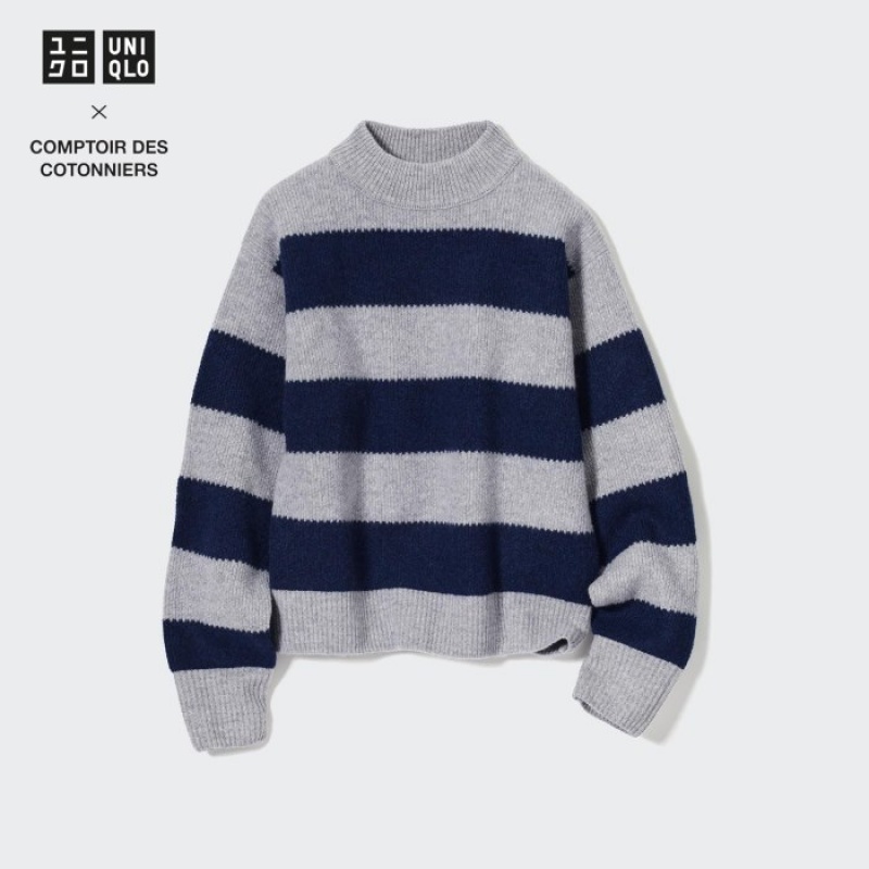 Chandails Uniqlo Premium Lambswool Long-Sleeve Femme Grise | 8241067