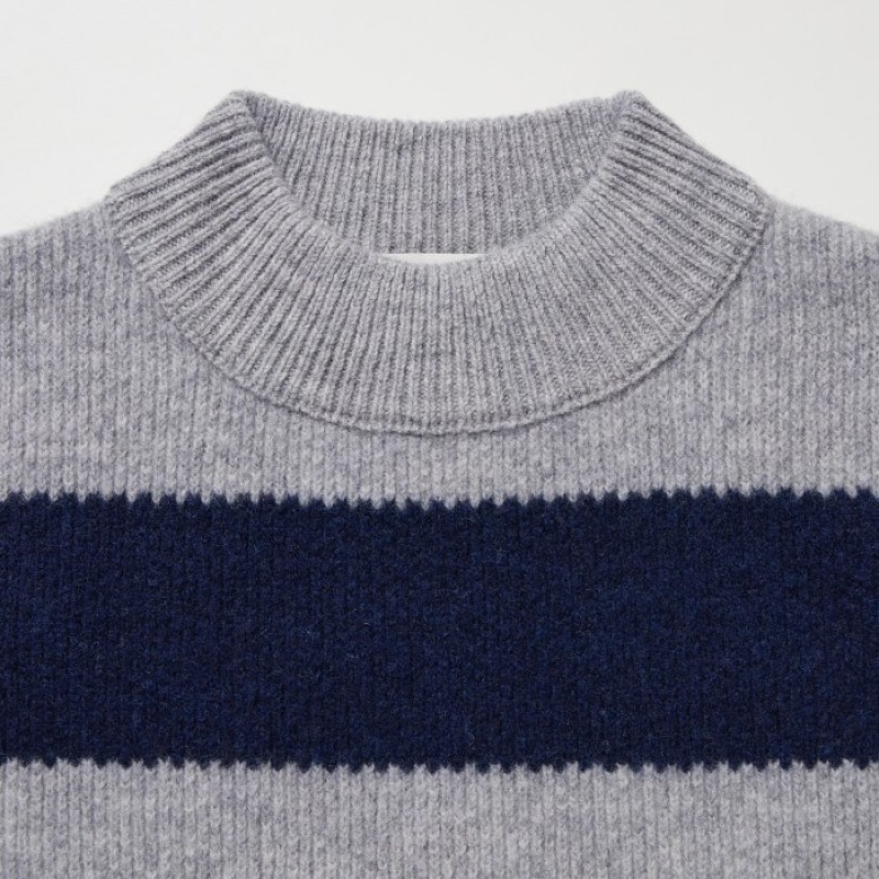 Chandails Uniqlo Premium Lambswool Long-Sleeve Femme Grise | 8241067