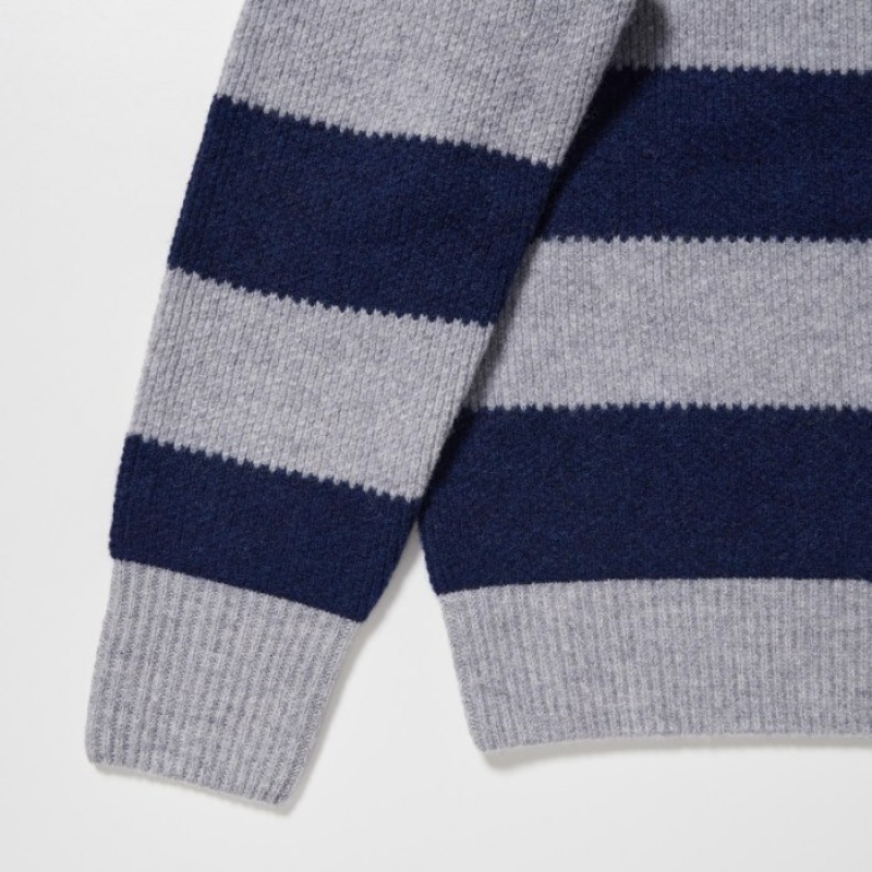 Chandails Uniqlo Premium Lambswool Long-Sleeve Femme Grise | 8241067