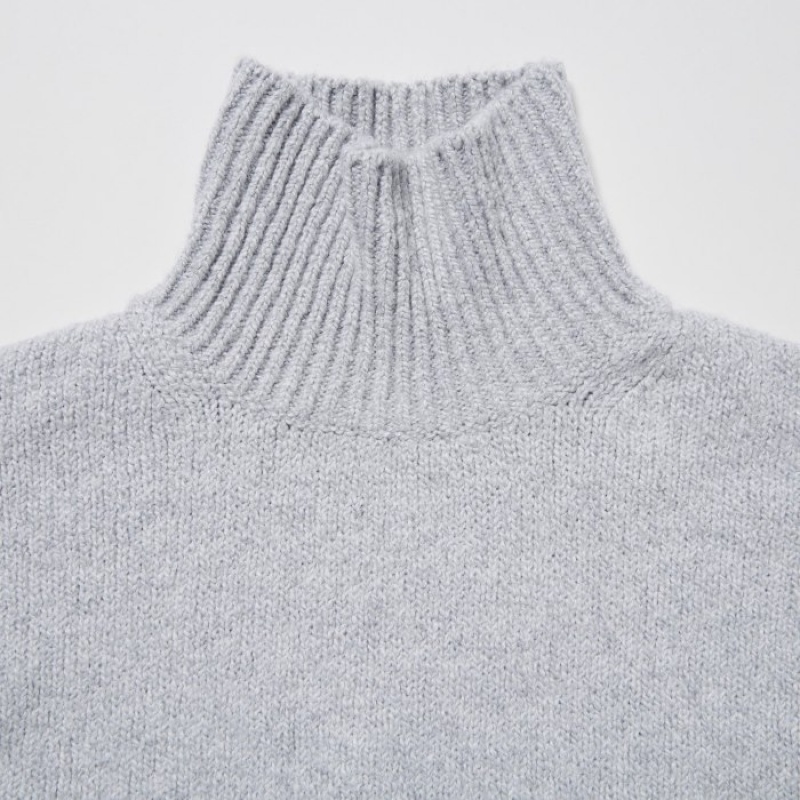Chandails Uniqlo Soft Knit High Neck Long-Sleeve Femme Bleu | 9444288