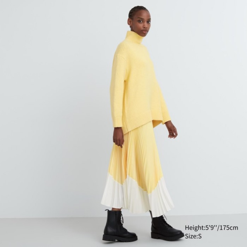 Chandails Uniqlo Soft Knit High Neck Long-Sleeve Femme Bleu | 9444288