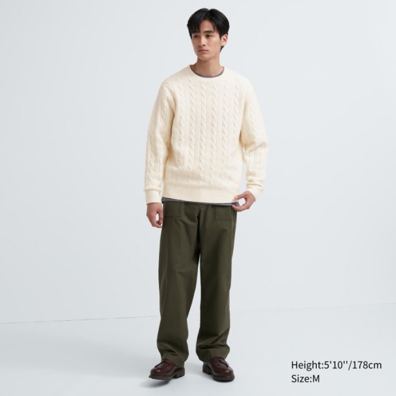 Chandails Uniqlo Souffle Yarn Cable Crew Neck Long-Sleeve Femme Blanche | 111619