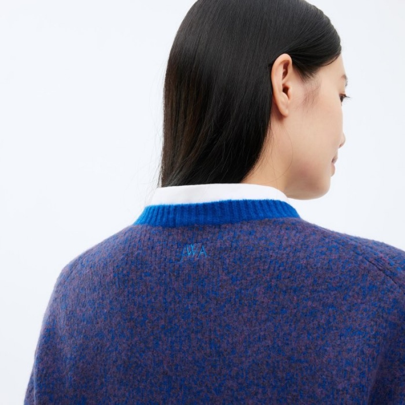 Chandails Uniqlo Souffle Yarn Crew Neck Long-Sleeve Femme Bleu | 5595846