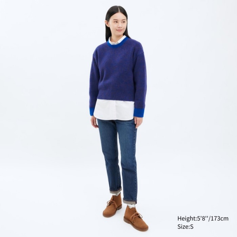 Chandails Uniqlo Souffle Yarn Crew Neck Long-Sleeve Femme Rouge | 9627038