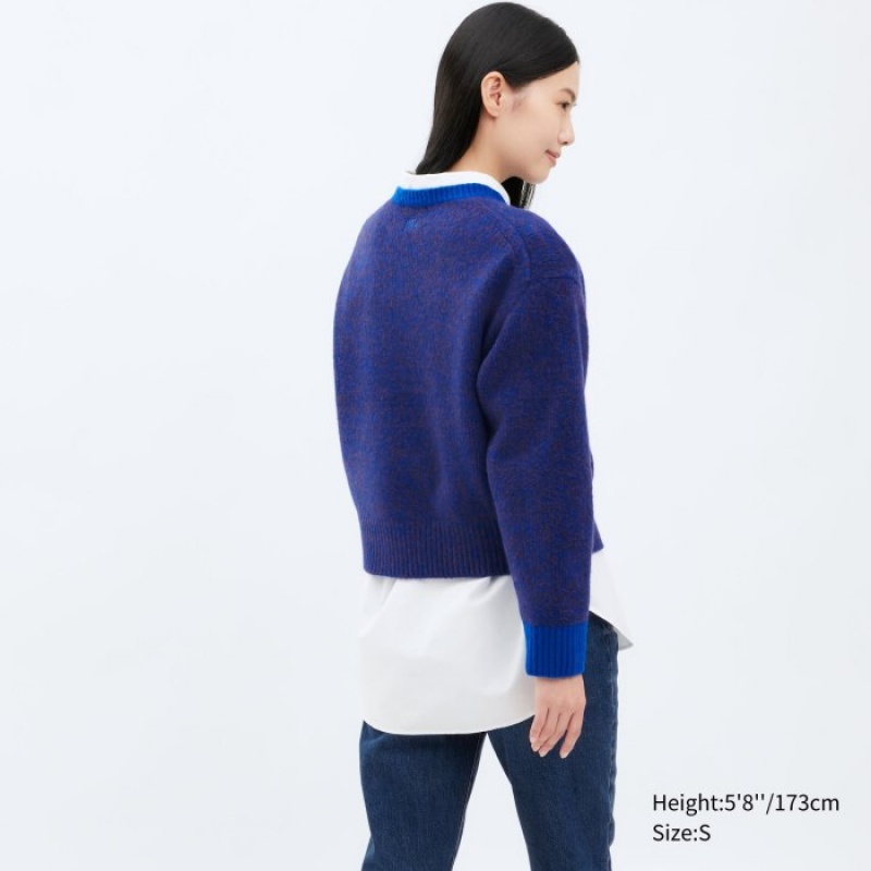 Chandails Uniqlo Souffle Yarn Crew Neck Long-Sleeve Femme Rouge | 9627038