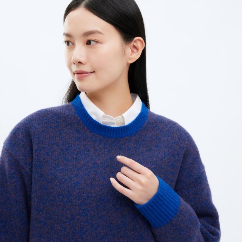 Chandails Uniqlo Souffle Yarn Crew Neck Long-Sleeve Femme Rouge | 9627038