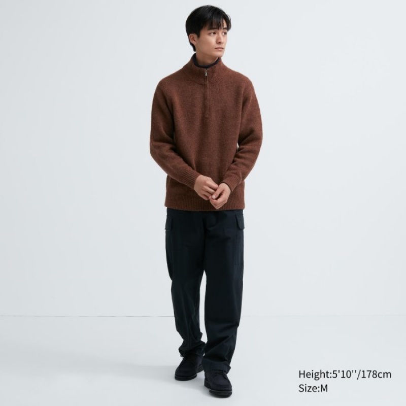 Chandails Uniqlo Souffle Yarn Half-Zip Long-Sleeve Femme Marron | 12816