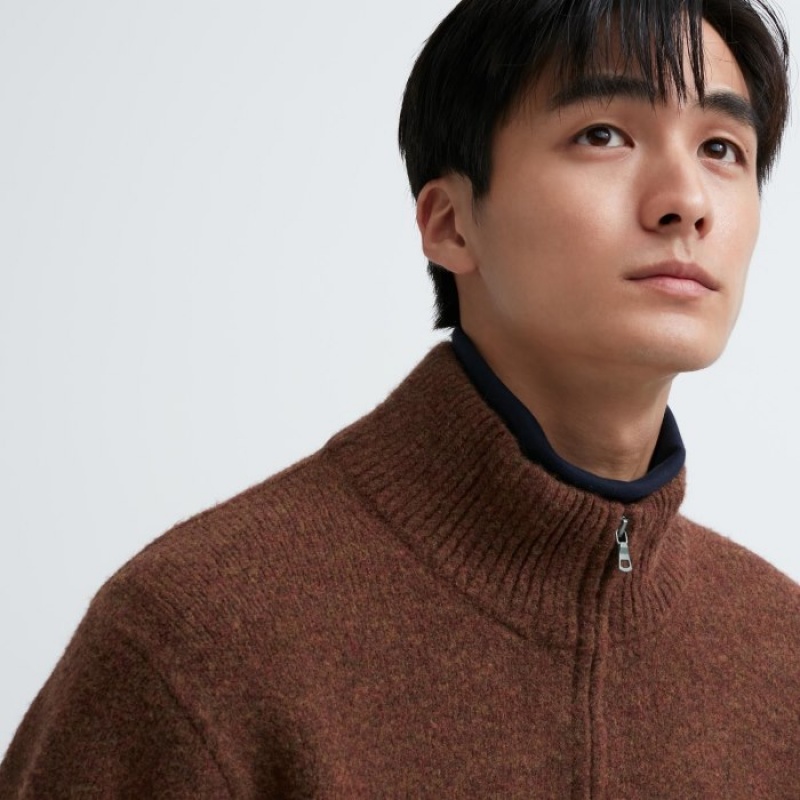 Chandails Uniqlo Souffle Yarn Half-Zip Long-Sleeve Femme Marron | 12816