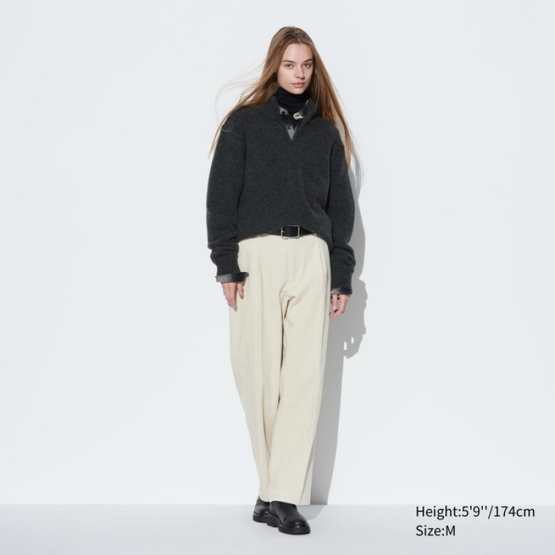Chandails Uniqlo Souffle Yarn Half-Zip Long-Sleeve Femme Grise | 8887116