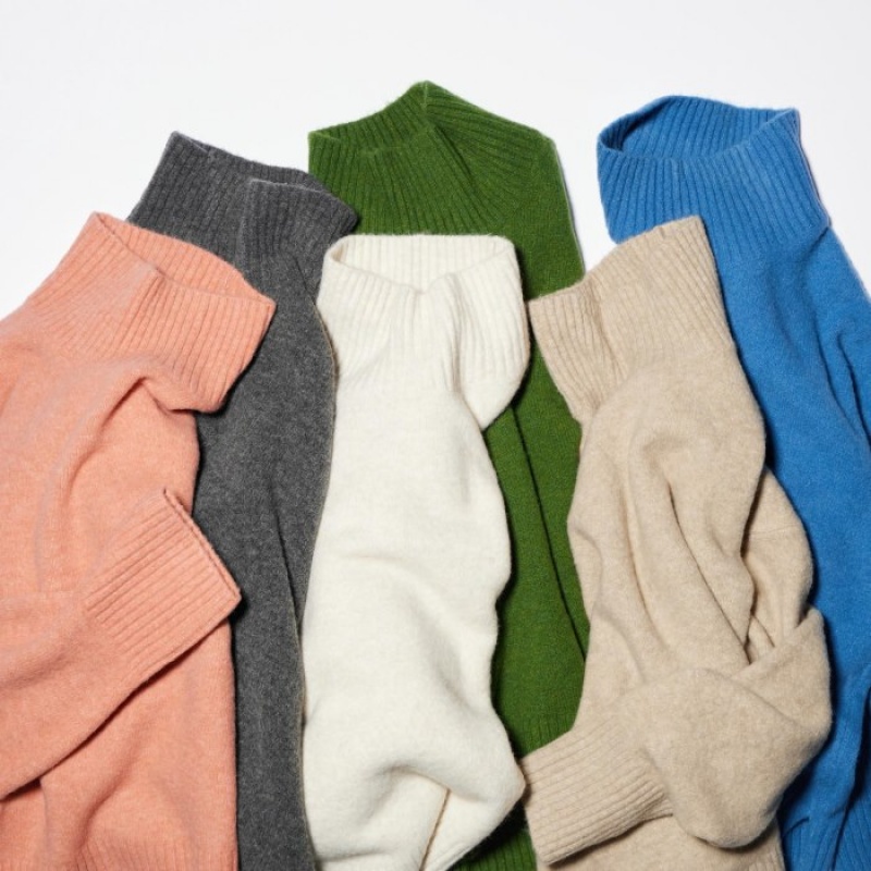 Chandails Uniqlo Souffle Yarn High Neck Long-Sleeve Femme Grise | 9224755