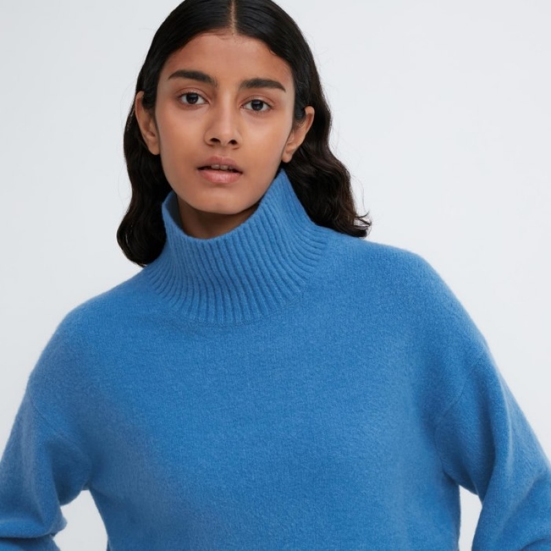 Chandails Uniqlo Souffle Yarn High Neck Long-Sleeve Femme Rose | 6768333