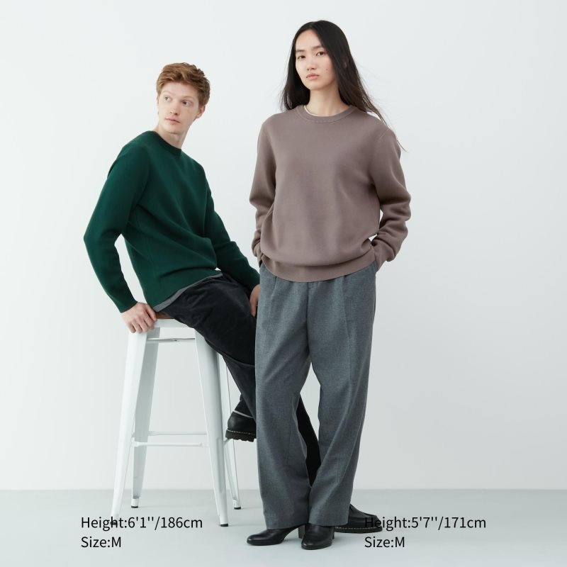 Chandails Uniqlo Washable Milano Ribbed Crew Neck Homme Vert | 1403658