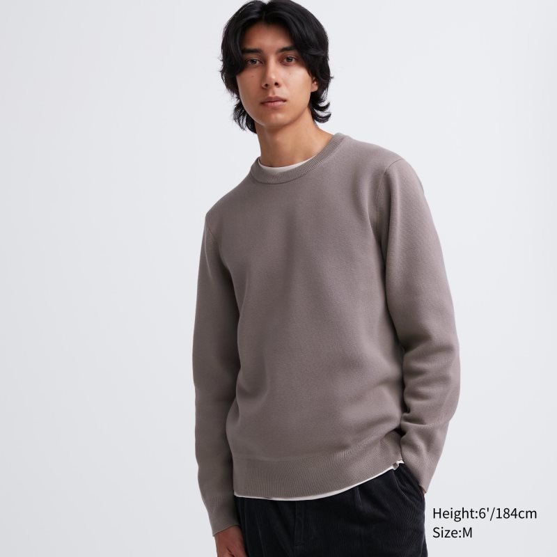Chandails Uniqlo Washable Milano Ribbed Crew Neck Homme Grise | 5973742