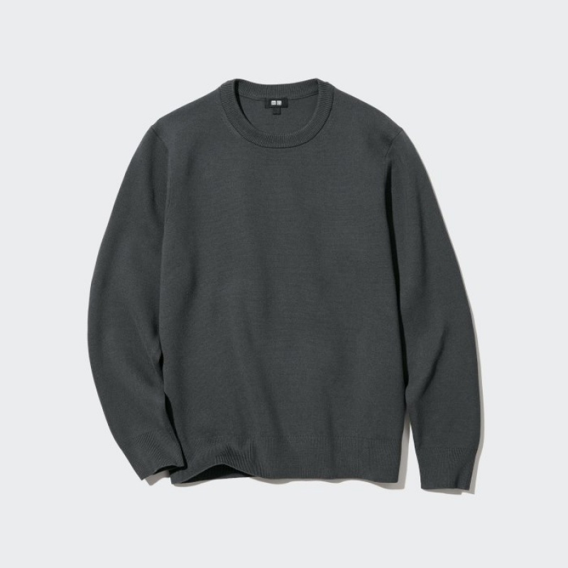 Chandails Uniqlo Washable Milano Ribbed Crew Neck Long-Sleeve Femme Grise | 4317814