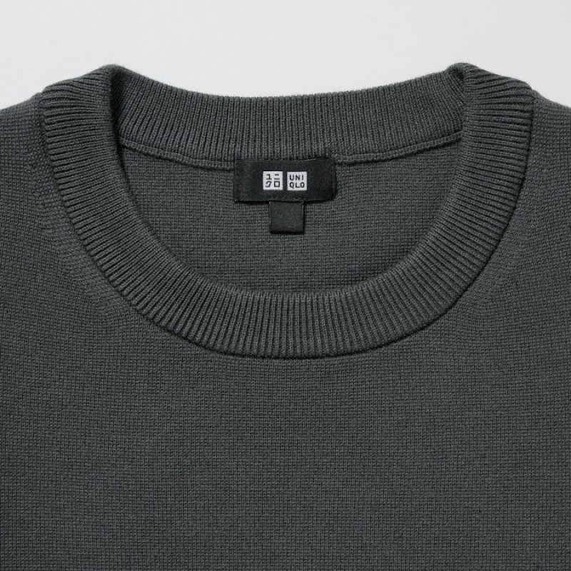 Chandails Uniqlo Washable Milano Ribbed Crew Neck Long-Sleeve Femme Grise | 4317814