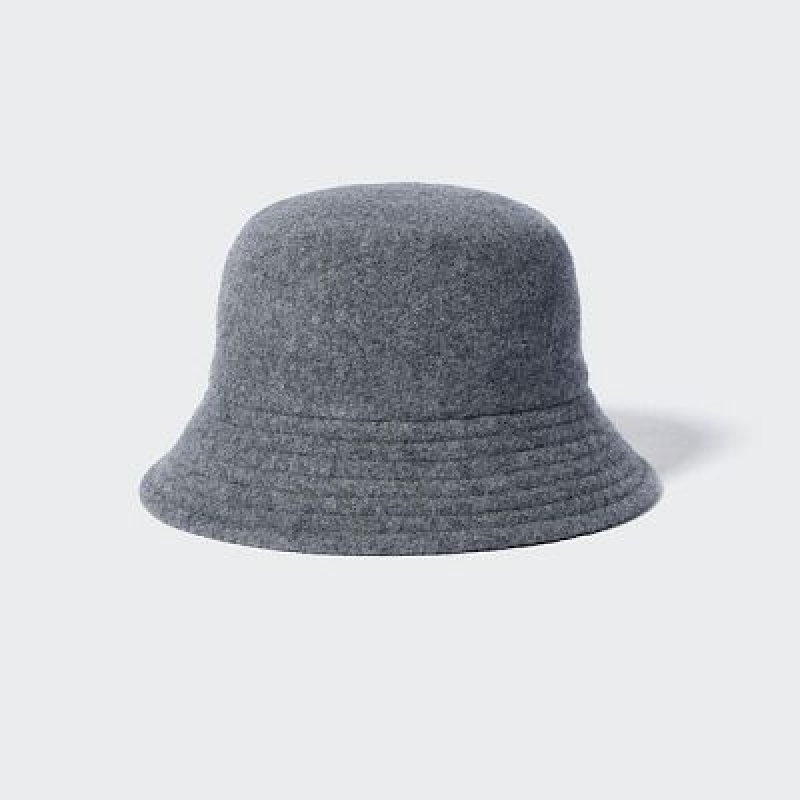 Chapeaux Uniqlo Adjustable Wool Bucket Femme Grise | 2155414