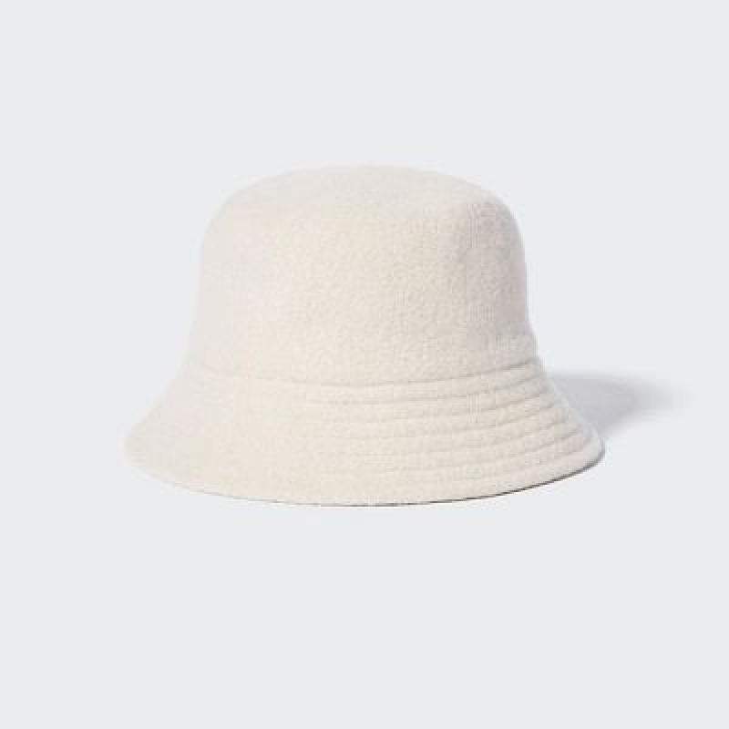 Chapeaux Uniqlo Adjustable Wool Bucket Femme Blanche | 4664110