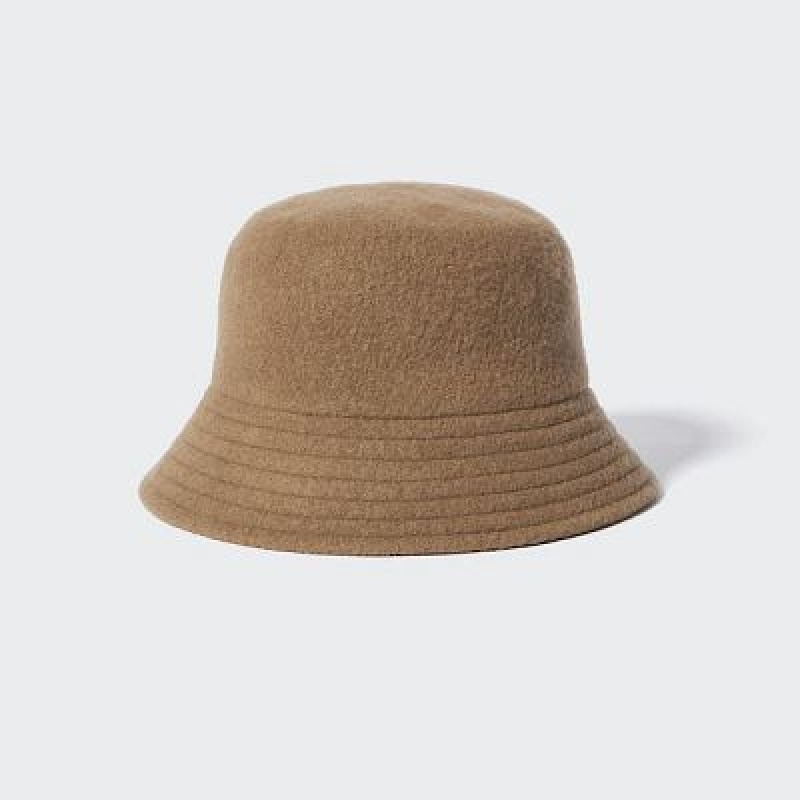 Chapeaux Uniqlo Adjustable Wool Bucket Femme Marron | 1202842