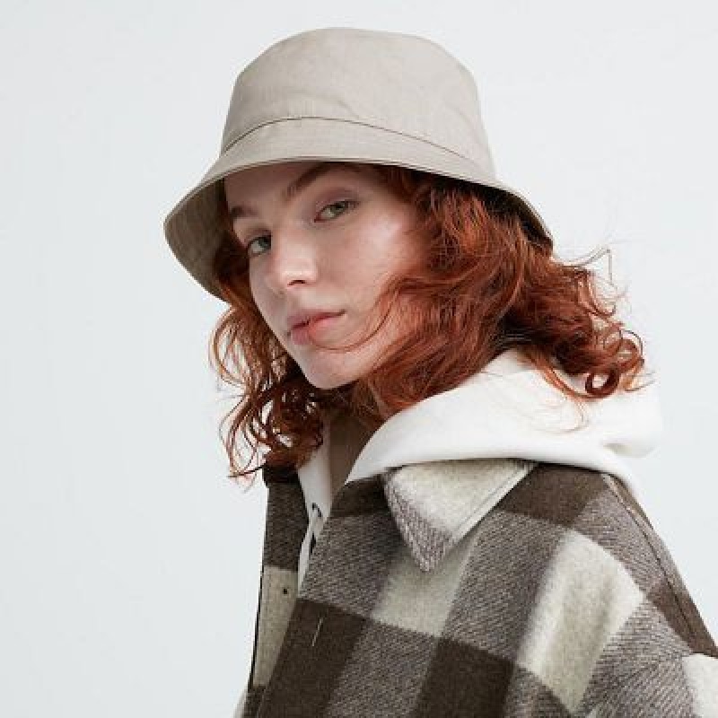 Chapeaux Uniqlo UV Protection Bucket Femme Beige | 570712
