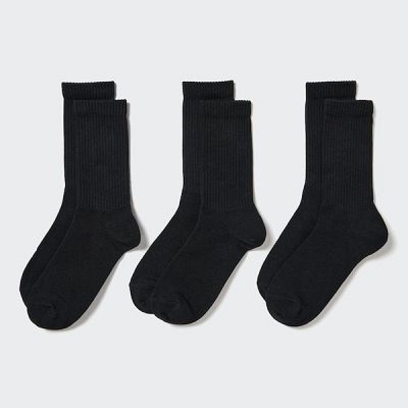 Chaussette Uniqlo 3 Pack (Ribbed) Femme Noir | 5254195