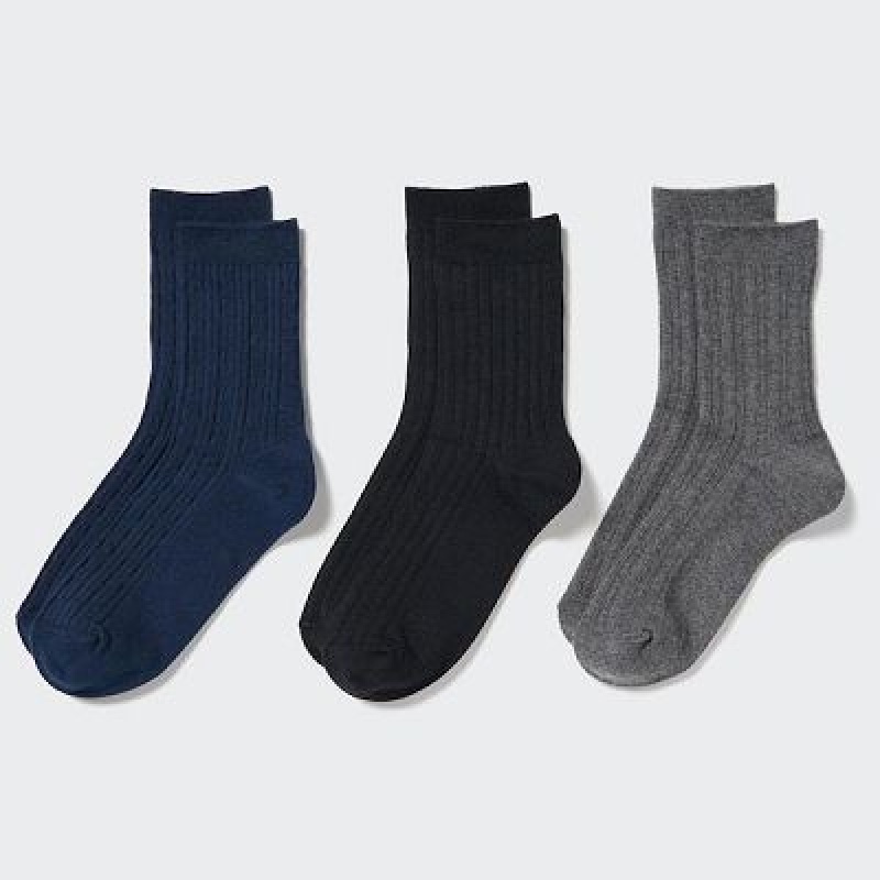 Chaussette Uniqlo 3 Pairs Femme Bleu Marine | 1741070